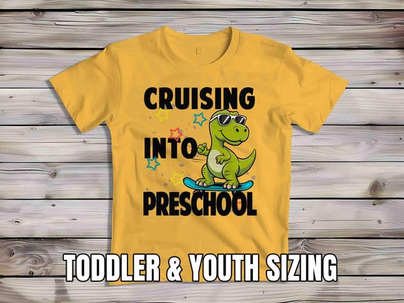 Kids Preschool Shirt Dinosaur TShirt Cruising Into T-Shirt Skateboard Dino Preschooler T Shirt Cute Girl's Boy's Children's Youth Gift