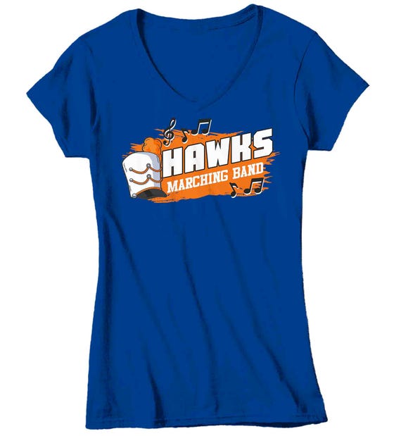 Women's Personalized Marching Band T Shirt Custom Shako Hat Shirt Pom Custom School Name Percussion Drumline Custom Ladies Shirts Gift Idea