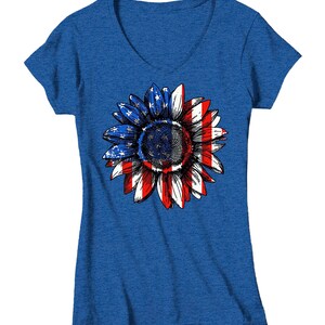 Women's American Flag Sunflower T-shirt 4th July Shirt - Etsy