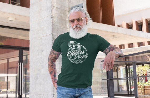 Men's 60th Birthday Crew TShirt 60 Years Skeleton Shirt Cheers & Beers Skull T-Shirt Group Shirts Grunge Matching T Shirts Graphic Tee