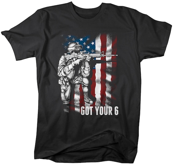 Men's Patriotic Flag T-Shirt Soldier Got Your 6 Shirts By Sarah Military Tee 4th July