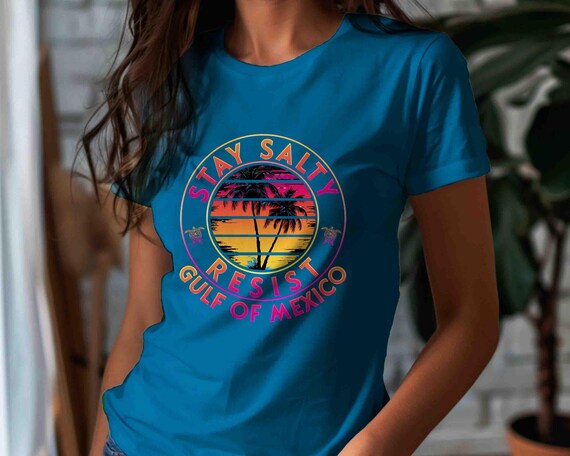 Men's Funny Gulf Of Mexico Shirt Forever Shirt Stay Salty T-Shirt Gift Idea Anti Maga Palm Trees Gulf of America Unisex Graphic Tee Grunge