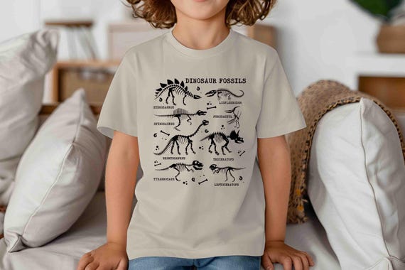 Kids Dinosaur Fossil Shirt Dinosaur Fossil Record Bones Dig Dino Shirt T-Shirt Paleontologist Gift Scientist Paleontology Tee Youth Unisex