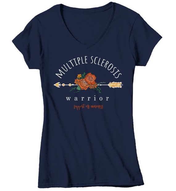 Women's Multiple Sclerosis T-shirt Multiple Sclerosis Warrior Shirts Orange Flowers TShirt MS Shirts Boho Tee