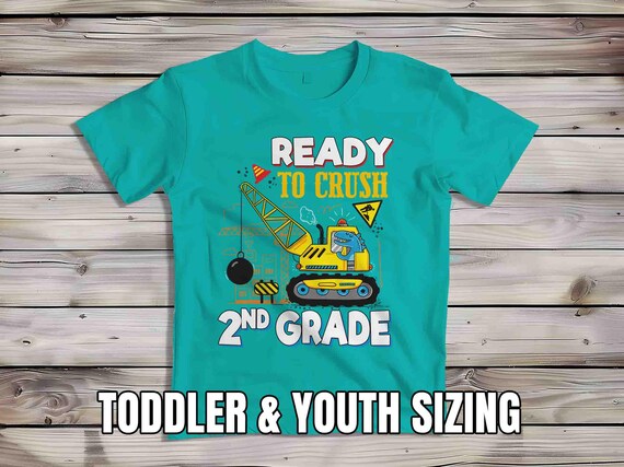 Kids Construction 2nd Grade Shirt Back To School TShirt Dino T-Shirt Cute Second Grade Cute T Shirt Dinosaur Children's School Youth Gift