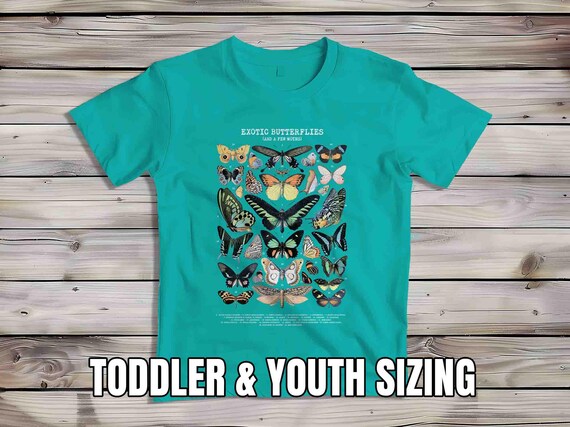 Kids Butterfly T Shirt Butterflies Shirts Types Of Insects Bugs Shirt Illustrated T Shirt Butterfly Unisex Moth Entomology Tee Gift Youth