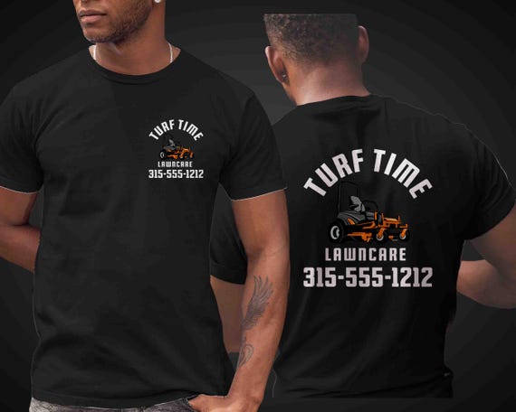 Men's Custom Lawncare TShirt Personalized Lawn Mowing Shirt Mower Tee Landscaper TShirt T-Shirt Mows Lawns Company Name Business Shirts