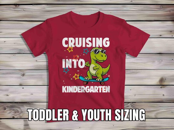 Kids Kindergarten Shirt Dinosaur TShirt Cruising Into T-Shirt Skateboard Dino Kindergartener T Shirt Cute Girl's Boy's Children's Youth Gift
