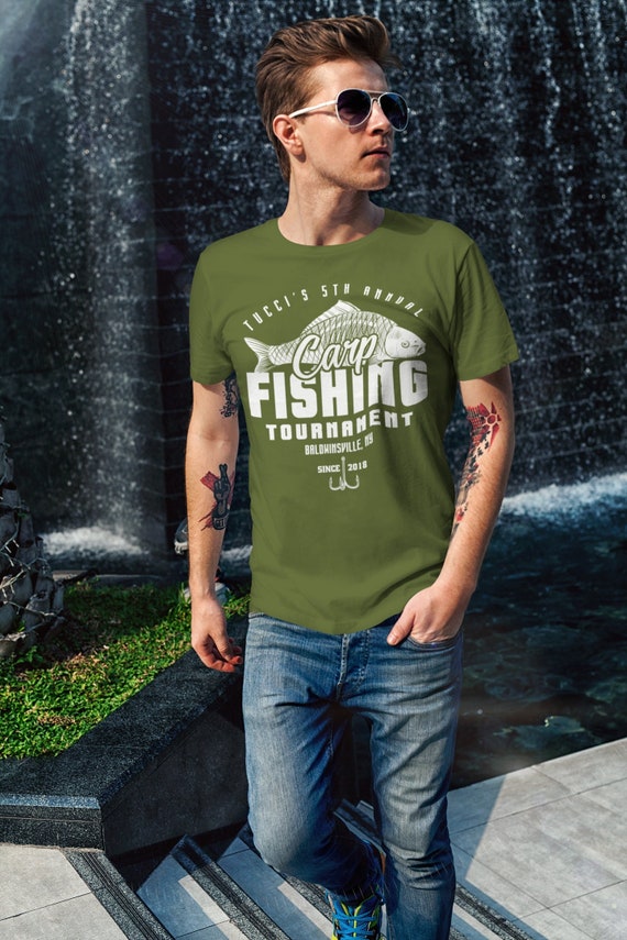 Men's Fishing T-shirt Fisherman Carp Fishing Tee Shirt Custom Personalized  Tournament Fish Trip Vacation Father's Day Gift Unisex Man 