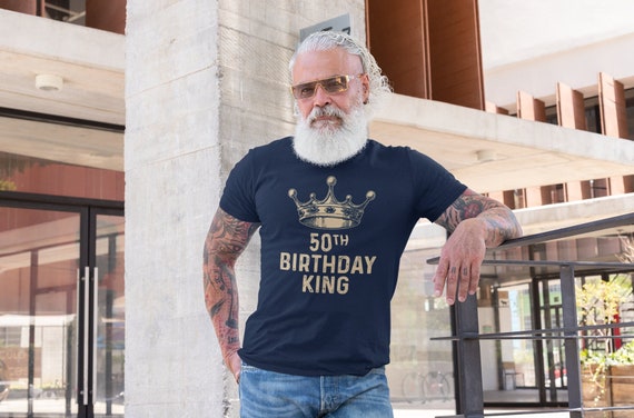 Men's Birthday King Shirt 50 Year Old Gift Idea 50th Vintage Crown Illustration Royal Sketch Fifty Unisex Tshirt For Men Tee