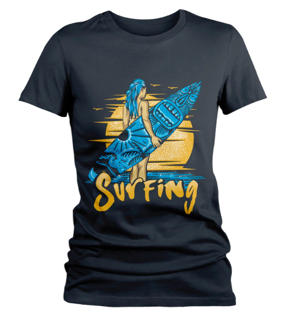 Women's Surfing T Shirt Surf Graphic Tee Vacation Beach Etsy