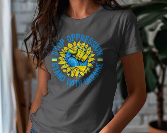 Women's Support Ukraine Shirt Stop Oppression T-Shirt Save Ukrainian Flag Flower Anti Maga TShirt Gift Idea Unisex Tee Men Grunge FDT