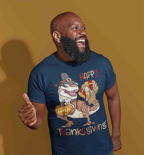 Men's Funny Thanksgiving T Shirt Turkey T-Rex Dinosaur Shirts Turkey Shirt Thanksgiving Shirt Funny TRex Shirts Tyrannosaurus Shirt