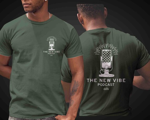 Men's Custom Podcast Logo Shirt Personalized Music Microphone Mic Retro T Shirts Audio Producer Logo TShirt Production Unisex Mans Gift Idea