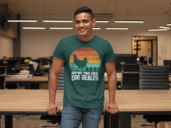 Men's Funny Farm Shirt Support Local Egg Dealer T Shirt Farming Chicken Hen Homesteader Tee Man Gift For Him Unisex