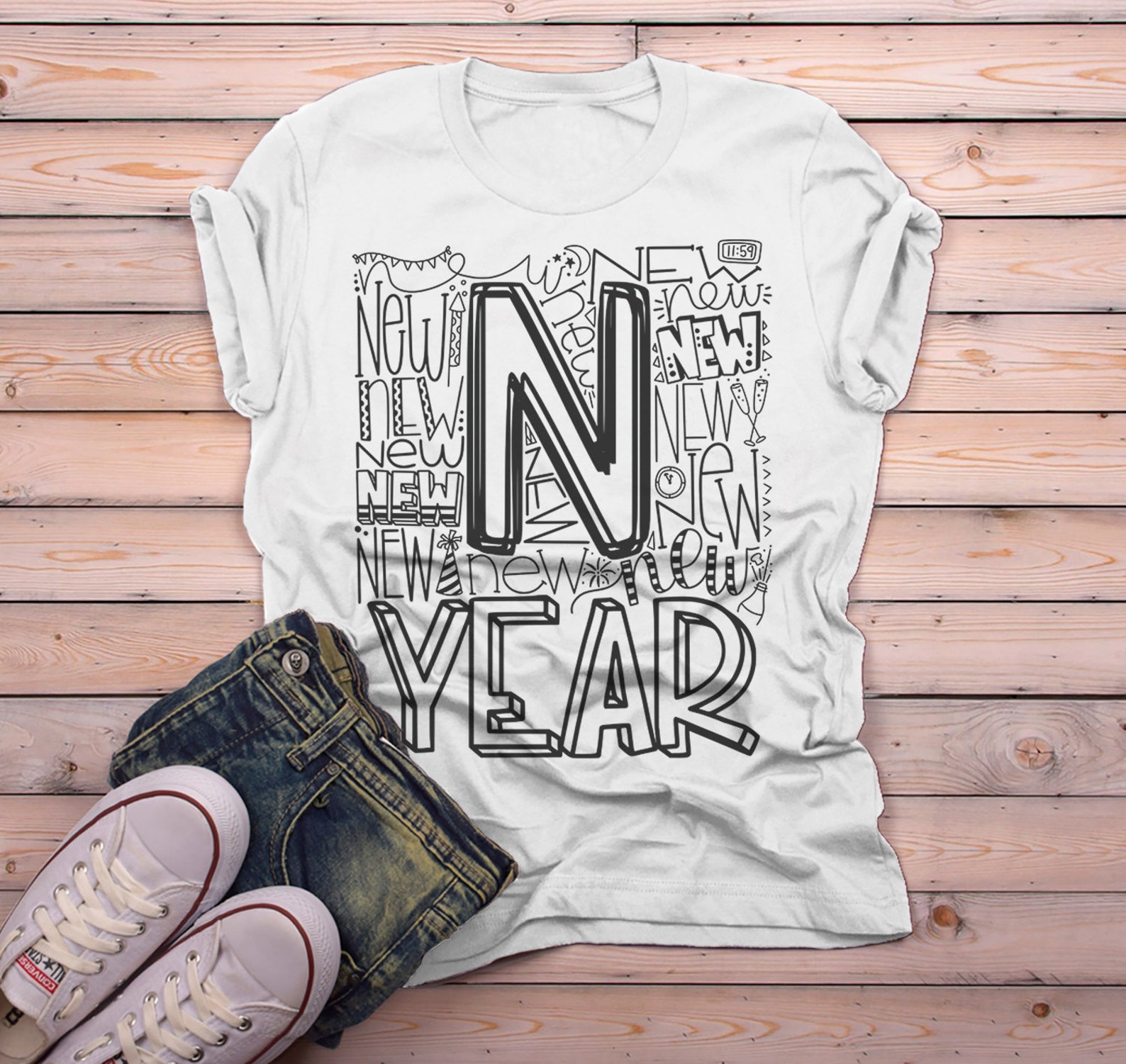 Men's New Year's Shirt Typography Shirts New Years Tee Etsy