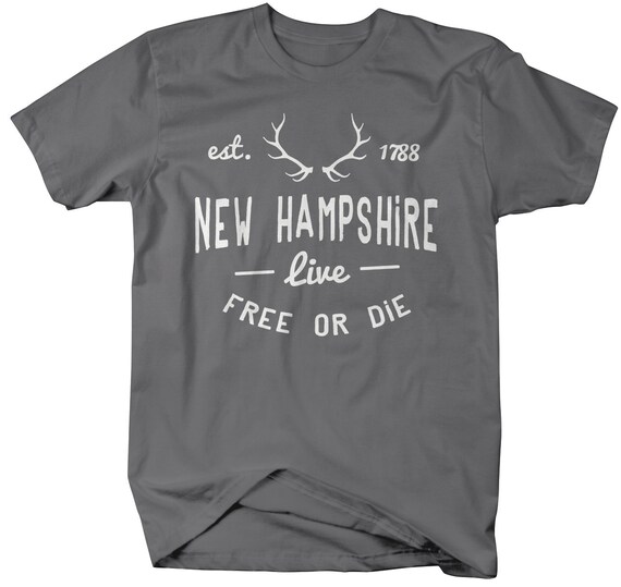 Men's New Hampshire State Slogan Shirt Live Free Or Die Antlers T-Shirts Est. 1788