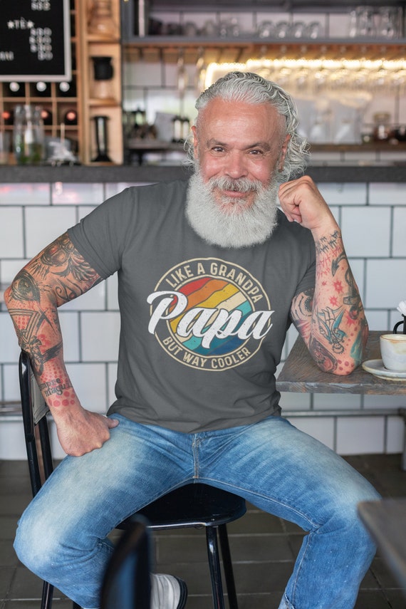 Men's Funny Papa T Shirt Like A Grandpa Tee Shirts Way Cooler Father's Day Tee Vintage Graphic Unisex Man Gift Idea Tshirt