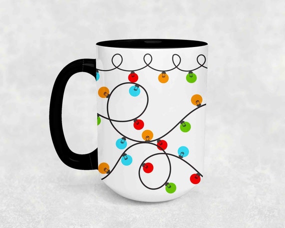 Christmas Coffee Mug Colorful Christmas Light String Decor Coffee Mug Gift Tangled Lights 15 oz 20 oz Jumbo Giant Large Cup