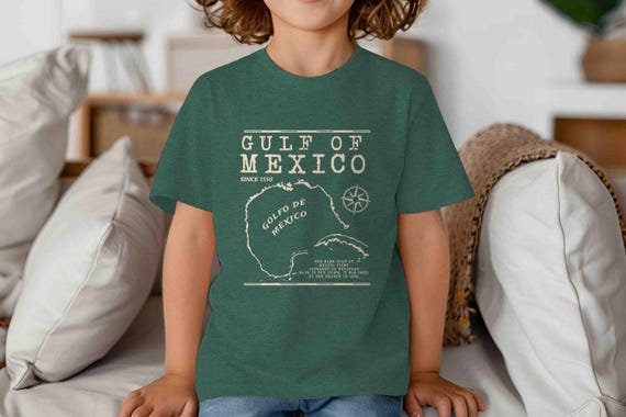 Kids Gulf Of Mexico Shirt Forever Shirt Map T-Shirt Gift Idea Anti Maga Protest Gulf of America Line Art Unisex Graphic Tee Youth