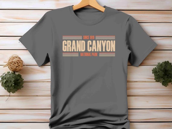 Men's Grand Canyon Shirt National Park Shirt Grunge Logo TShirt Hiker T Shirt Gift Idea Him Travel Tourist Unisex Arizona AZ Tee Grunge 1919