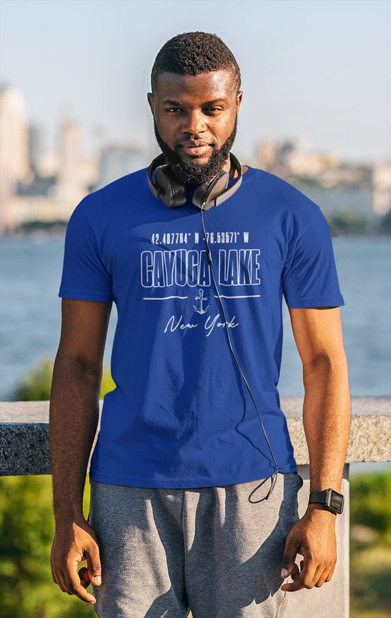 Men's Personalized Lake Shirt, Custom GPS Location, Yacht Club Gift, Boater Gift, Accessory, Marina, Sailing, TShirt Unisex Mans Lake LIfe