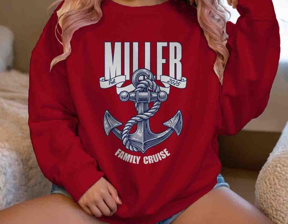 Men's Personalized Cruise Sweatshirt Custom Family Shirts Vacation Anchor Crewneck Nautical Group Logo Matching Unisex Women Gift