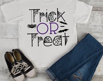 Kids Funny Halloween T Shirt Tick Or Treat Graphic Tee Cool Matching Shirts Toddler Boy's Girl's