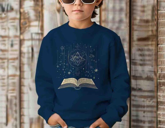 Kids Spell Book Shirt Witch Magic Occult Witch Sweatshirt Gift Idea Crewneck Wicca Spellbook Coven Pagan Magical Unisex Pullover Girl's