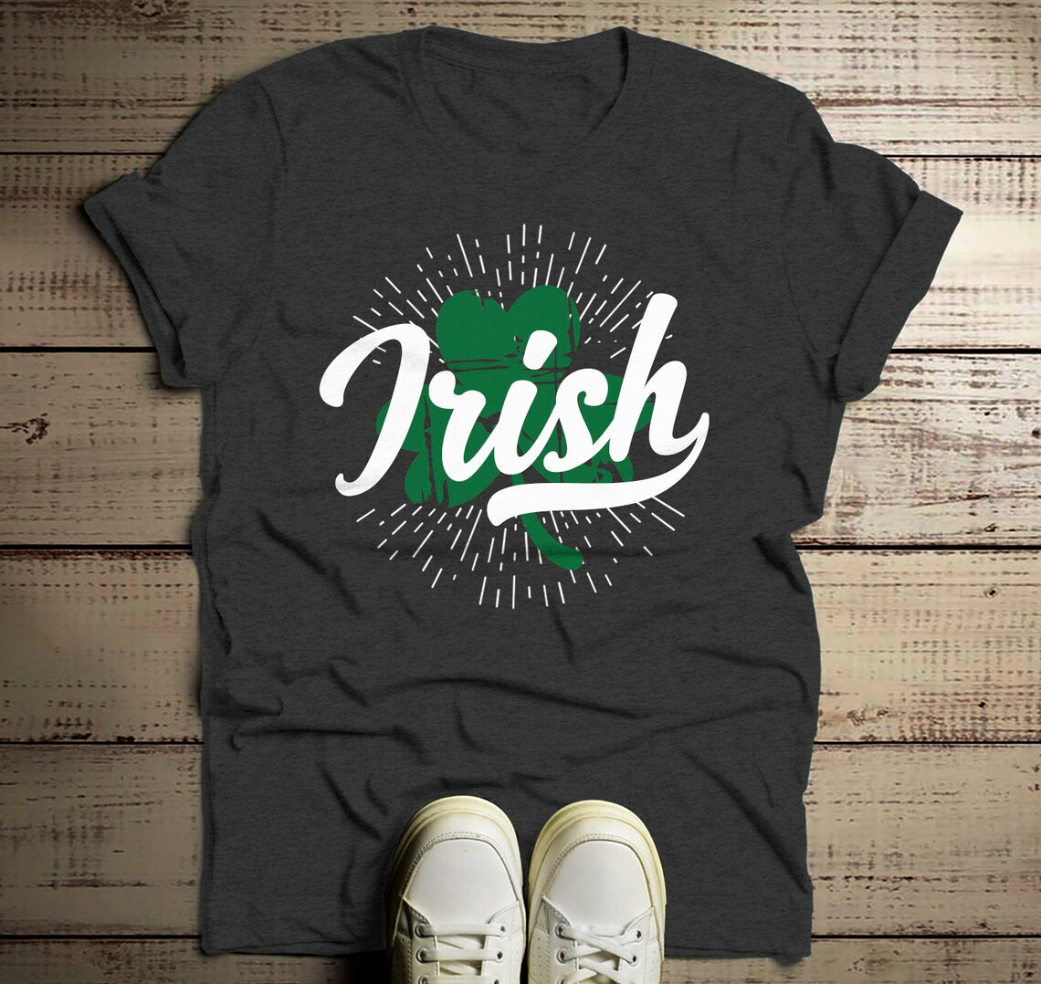 Men's Irish T Shirt Vintage Clover Shirts Shamrock Graphic Etsy