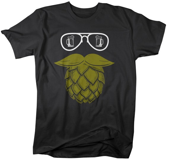 Men's Beerd T-Shirt Hipster Beer Shirts Beard Mustache Glasses Mug Tee Hops Home Brew Brewing Shirt