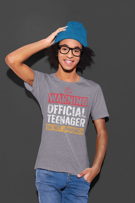 Men's Funny Teenager Shirt Official Teenager TShirt Teen Birthday 13th Warning Do Not Approach Humorous Gift Idea Unisex Mans