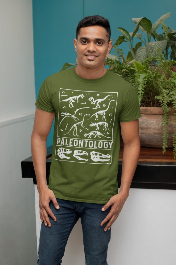 Men's Paleontology T Shirt Dinosaur Fossil Record Bones Dig Dino Shirt Excavate T-Shirt Paleontologist Gift Scientist Tee Mans Unisex