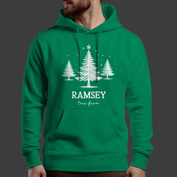 Men's Personalized Farm Hoodie Sweatshirt Custom Tree Pine Vintage Christmas Name Pullover Fir Farmer Logo Trees Rustic Unisex Gift Idea