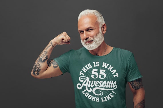 Men's Funny 55th Birthday T Shirt 55 And Awesome Shirts Humorous Birthday Shirts Shirt For 55th Unisex Man