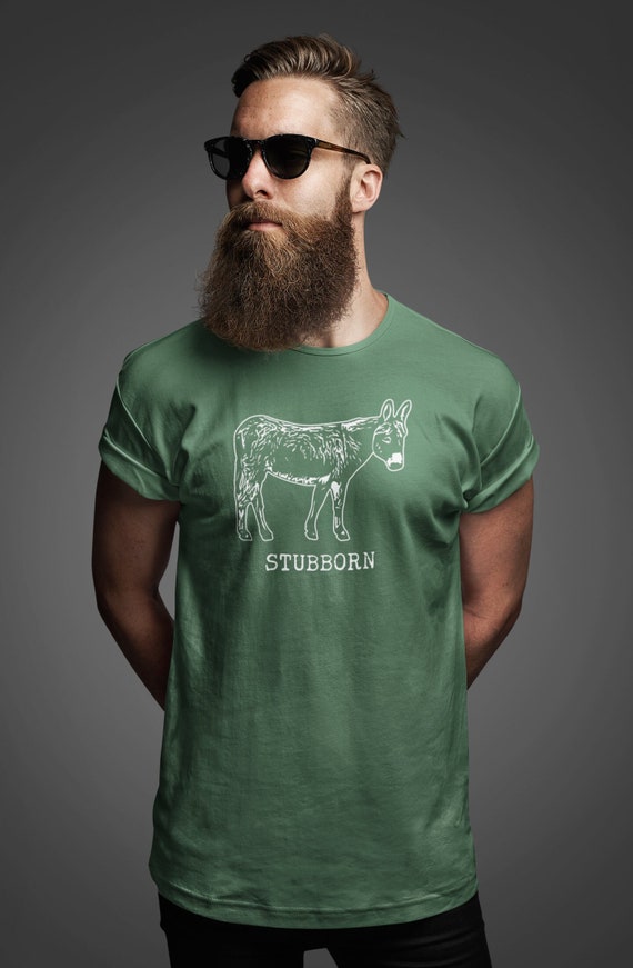 Men's Funny Donkey Shirt Stubborn Ass Hilarious Joke Play On Words Novelty Gift Dad Joke Father's Day Graphic Tee Man For Him Unisex