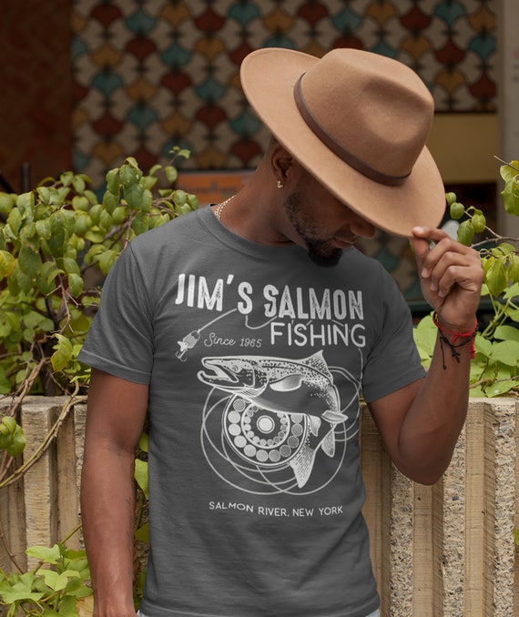 Men's Personalized Fishing T Shirt Salmon Fishing Shirts Custom T Shirt Salmon Fishing Shirt Vintage Tee