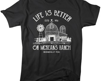 Men's Personalized Farm T-Shirt Vintage Barn Farmer Shirt Custom Tee Shirts Customized TShirt Ranch Rancher
