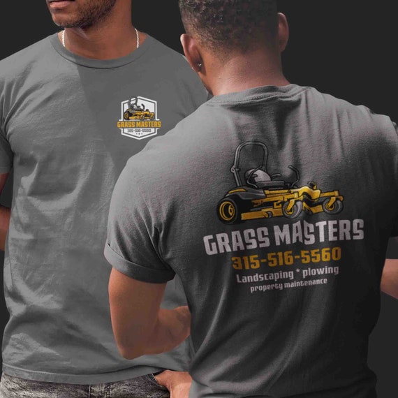 Men's Custom Landscape TShirt Personalized Lawn Mowing Shirt Pocket Tee Landscaper TShirt T-Shirt Mows Lawns Custom Name Business Shirts