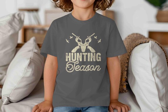 Kids Hunting Season Shirt Funny TShirt Buck Antlers Rifle Duck T Shirt Gift Idea Him Hunter Hunts Deer Funny Youth Child Unisex Tee Grunge