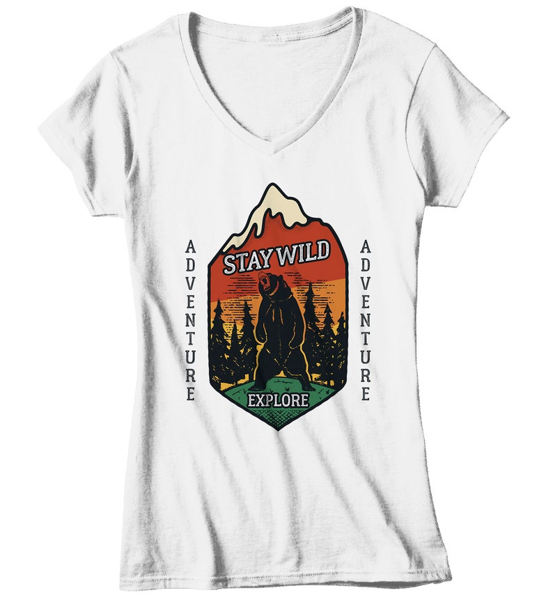 Women's Stay Wild T-shirt Adventure Shirts Bear Forest - Etsy