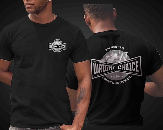 Men's Custom Construction Shirt Personalized Company Excavating Handyman T Shirts Backhoe Contractor Logo Business TShirt Unisex Men