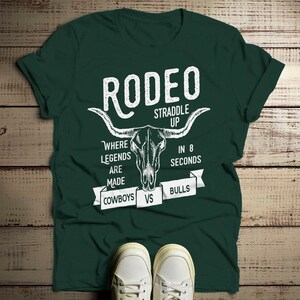 Men's Rodeo T Shirt Cowboys Vs. Bulls Shirt Vintage Cow Skull Graphic Tee Straddle Up image 4