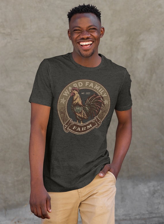 Men's Personalized Farm T Shirt Rooster Shirt Vintage Farmer Shirt Farming Shirt Custom Farm Tees Farmer Gift Idea