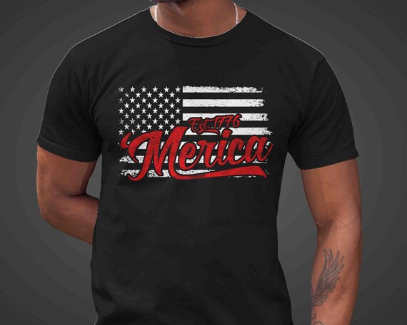 Men's Patriotic 'Merica Shirt Est. 1776 TShirt Flag Distressed T-Shirt 4th July T Shirt Distressed Grunge 4th July Unisex Gift Idea Patriot