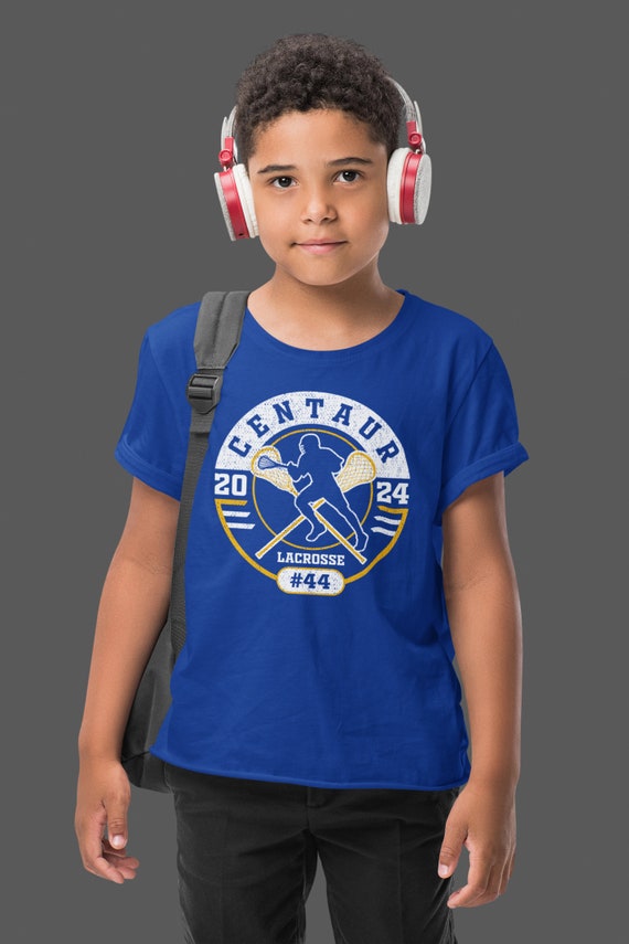 Kids Personalized Lacrosse Shirt Custom Team TShirt Customizable Player Logo LAX Dad Athletic Apparel Stick Unisex Youth Shirts Gift Idea
