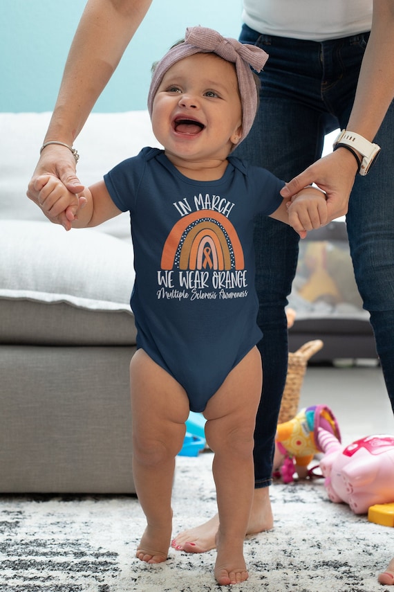 Baby MS Shirt In March We Wear Orange T Shirt MS Tee Cute Rainbow Shirt Multiple Sclerosis Shirt Awareness Boy's Girl's