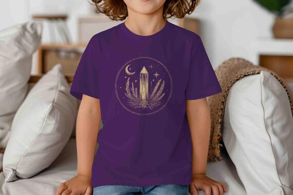 Kids Crystal TShirt Energy Shirt Reiki Healer Healing Positive Fueled By Rock Crystal Gift Unisex Tee Witch Wicca Wiccan For Girls Boys