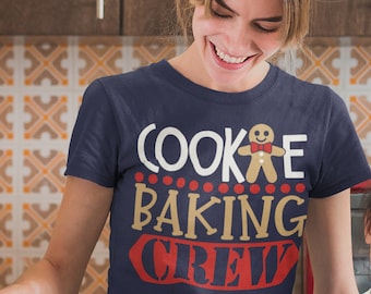 Women's Christmas T Shirt Cookie Baking Crew Matching Xmas Shirts Cute Graphic Tee