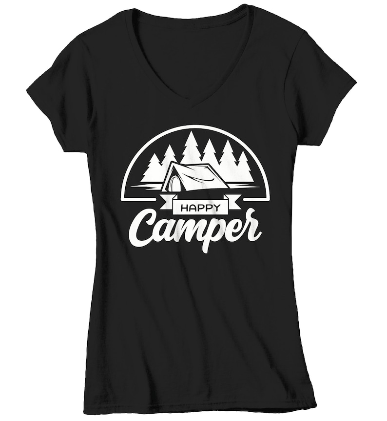 Women's Happy Camper T Shirt Tent Shirts Camping Tee Etsy
